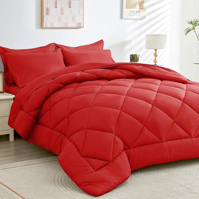 HEVUMYI Red Twin Comforter Set by HEVUMYI