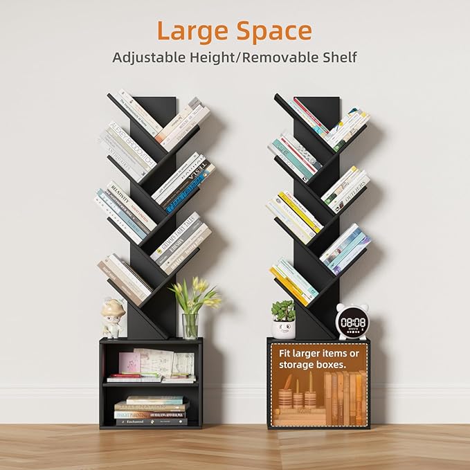 10 Tier Tree Bookshelf, Floor Standing Wood Tall Bookcase - Image 6