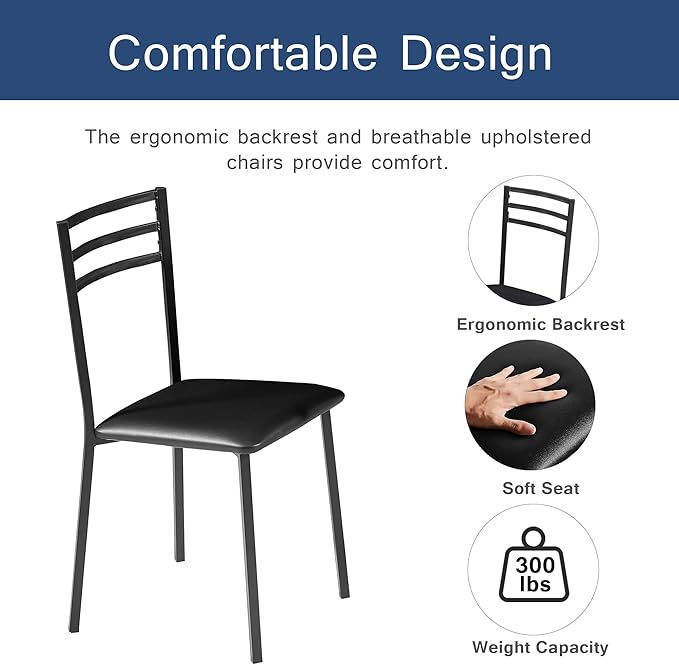 VECELO Small Round Dining Table Set - Image 7