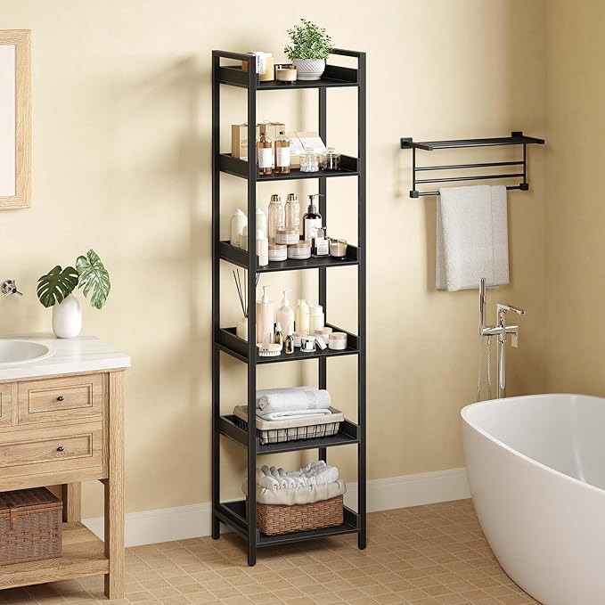 Rolanstar Bookshelf, 6-Tier Storage Rack, Narrow Corner Bookshelf, Display - Image 6