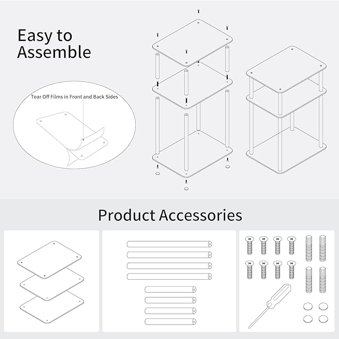 Clear Acrylic Side Table, 3-Tier End Table - Image 3
