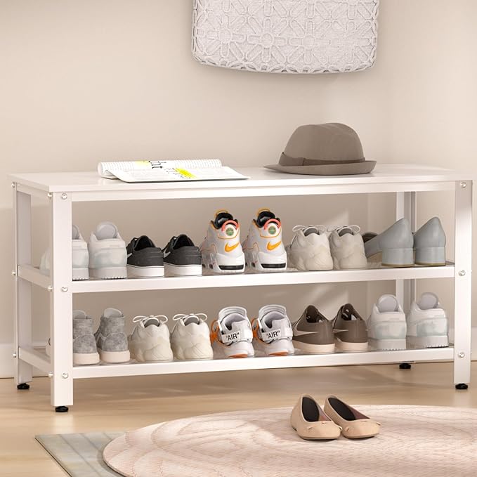 Apicizon White Shoe Rack, 35.5 Inches 3-Tier Shoe Rack by APICIZON