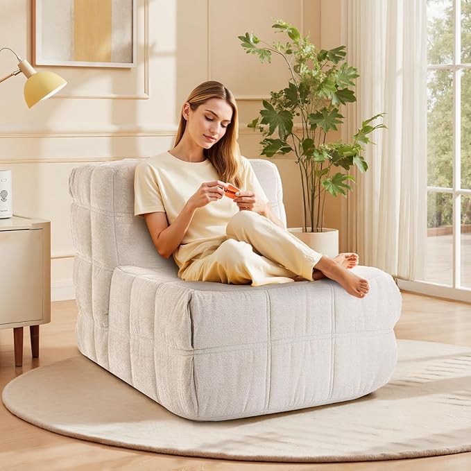 Bean Bag Chair, Soft Chenille Pre-Filled Lazy Chair Floor Sofa Bean Bag Chair - Image 3