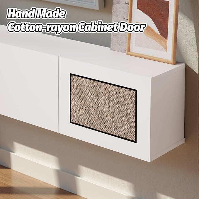 Pmnianhua Boho Floating TV Stand 55", Modern Wall Mounted Media Console - Image 7