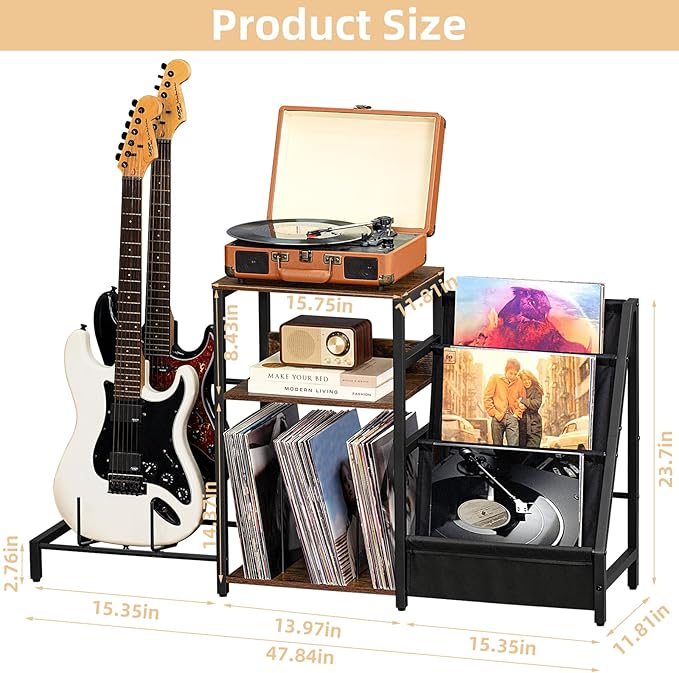LELELINKY Record Player Stand, Adjustable Guitar Stand - Image 7