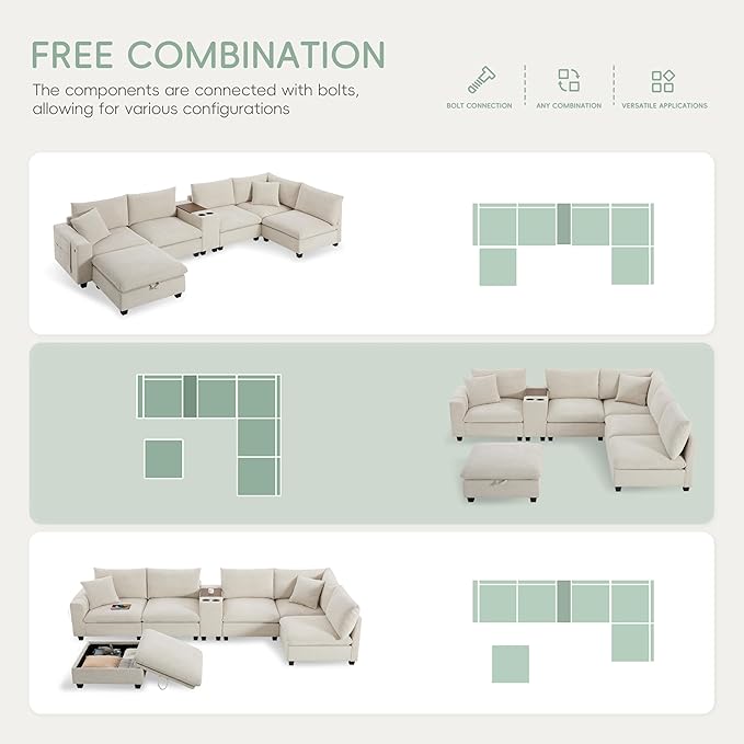 Merax 140'' Oversized Modular Sectional Sofa - Image 7