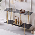 Glass Console Table for Living Room, Foyer & Entrance, 2-Tiers Mid-Century by LumFurn