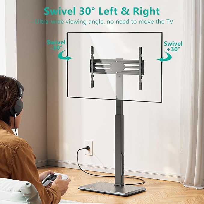 WALI Floor TV Stand with Power Outlet, Tall TV Stand Mount - Image 4