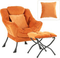 Large Lazy Chair with Ottoman, Accent Reading Chair with a Throw Pillow by HomeEastllyHome