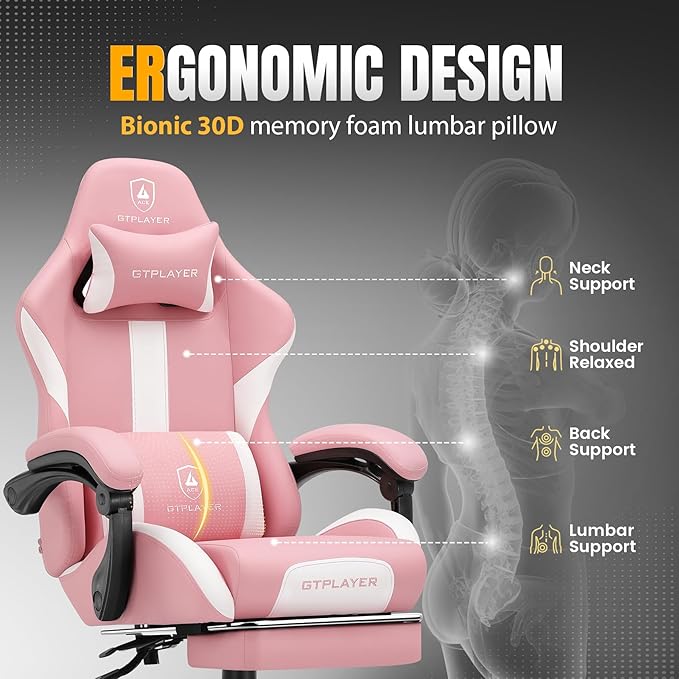 GTRACING Gaming Chair with Foot Rest & Pocket Spring Cushion, Ergonomic High - Image 5