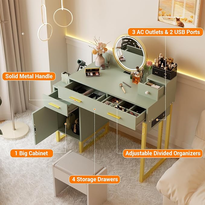 Vanity Desk with 4 Storage Drawers - Image 5