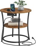 VASAGLE Side Table, 2-Tier Round End Table by VASAGLEbySONGMICSHOME