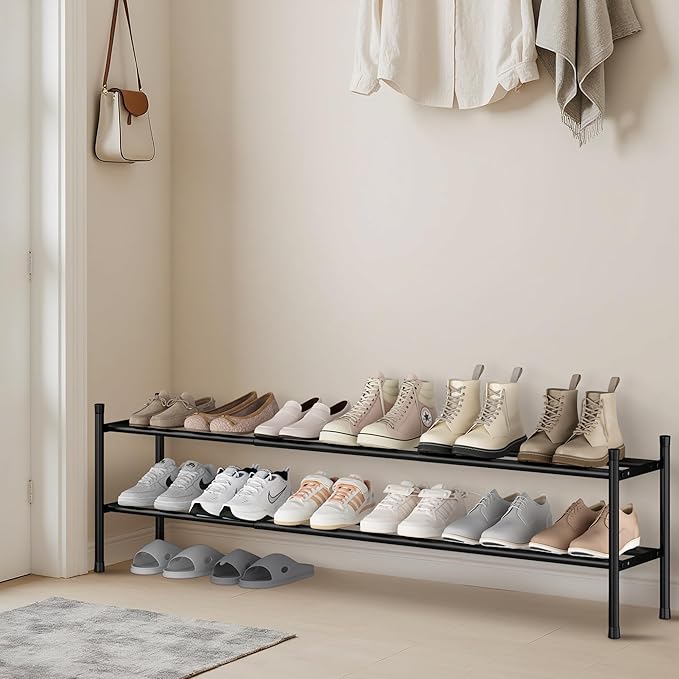 STORAGE MANIAC Long Expandable Shoe Rack, 12 Pairs Metal Wide Stackable Shoe - Image 7