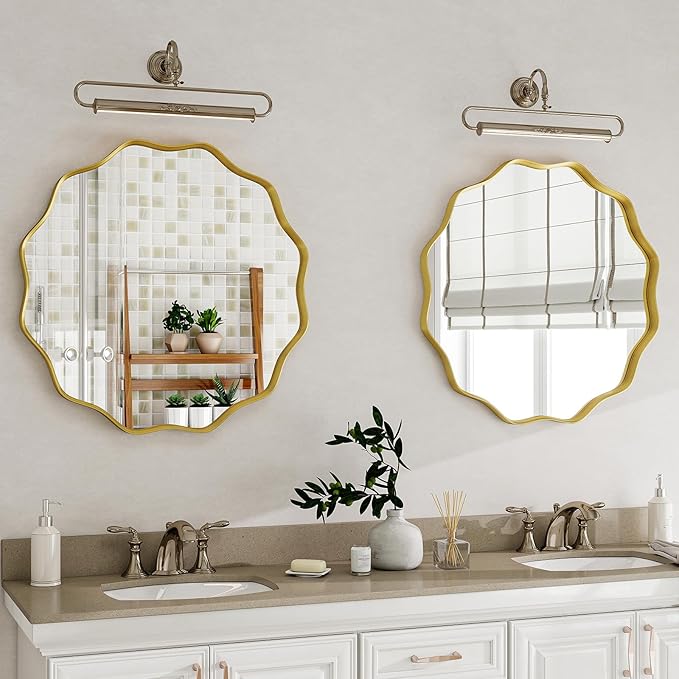 Round Wavy Mirror, 20 Inch Metal Frame Circle Mirror, Round Wall Mounted - Image 2