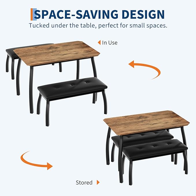 3 Piece Farmhouse Dining Table Set - Image 5