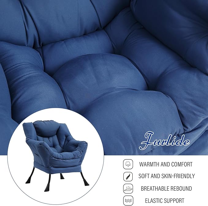 Lazy Chair with Ottoman, Modern Chair with Folding Footrest, Lounge Accent Chair - Image 7