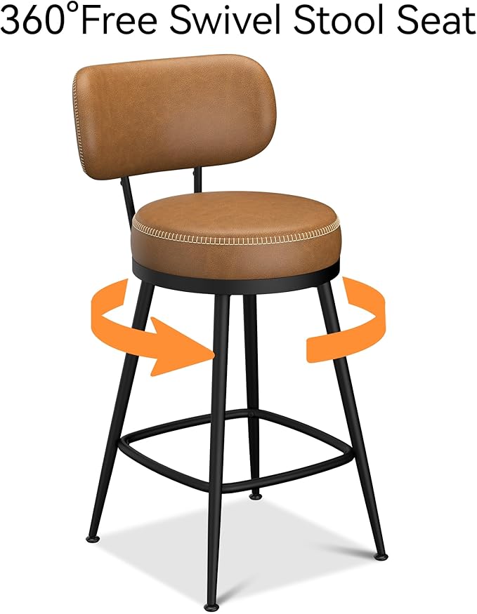 Counter Height Bar Stools, Faux Leather Kitchen Counter Stools - Image 3