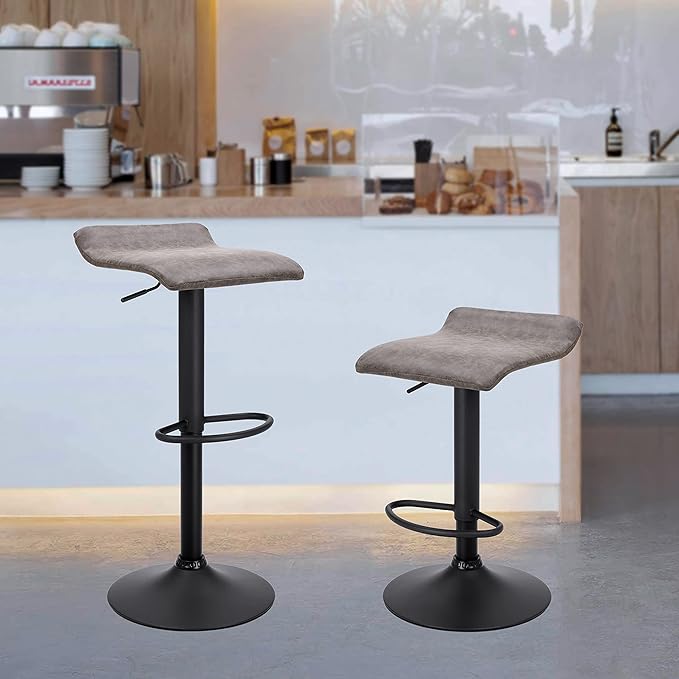 Finnhomy Set of 2 Adjustable Bar Stools, Swivel Barstools - Image 2