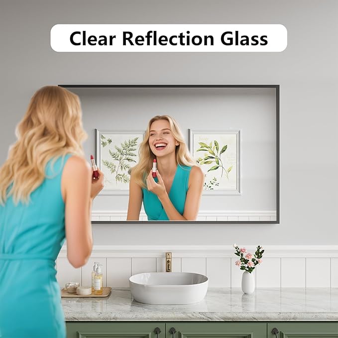 Bathroom Mirror 36x48 Black Bathroom Wall-Mounted Mirrors, Modern Vanity Mirror - Image 6