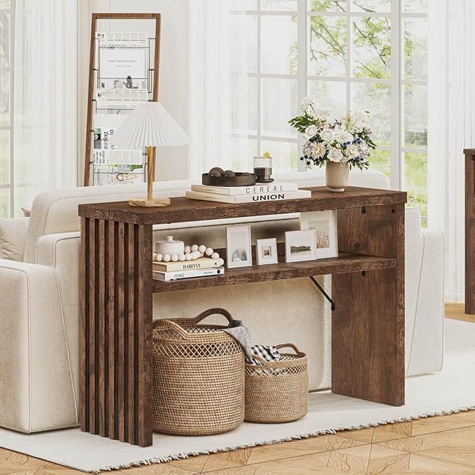 BON AUGURE Entryway Table, Console Table Behind Couch, Wood Sofa Tables - Image 8