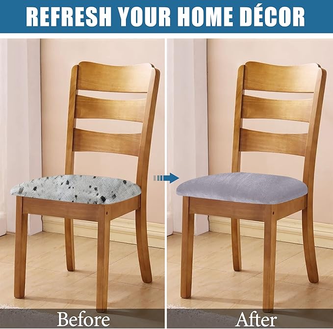 Smiry Velvet Seat Covers for Dining Room Chair Set of 6, Stretch Fit Removable - Image 5