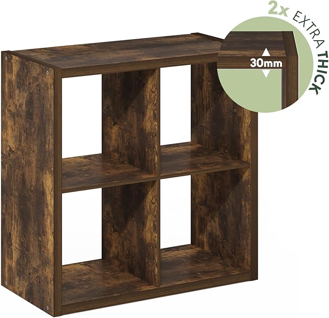Furinno Cubicle Open Back Decorative Cube Storage Organizer, Amber Pine - Image 5