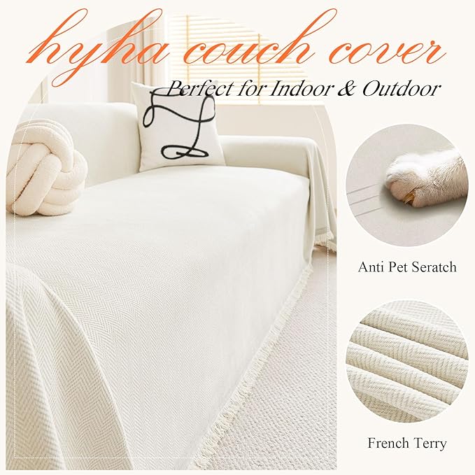 hyha Couch Cover for Dogs, Boho Sofa Covers for 3 Cushion Couch Washable - Image 4