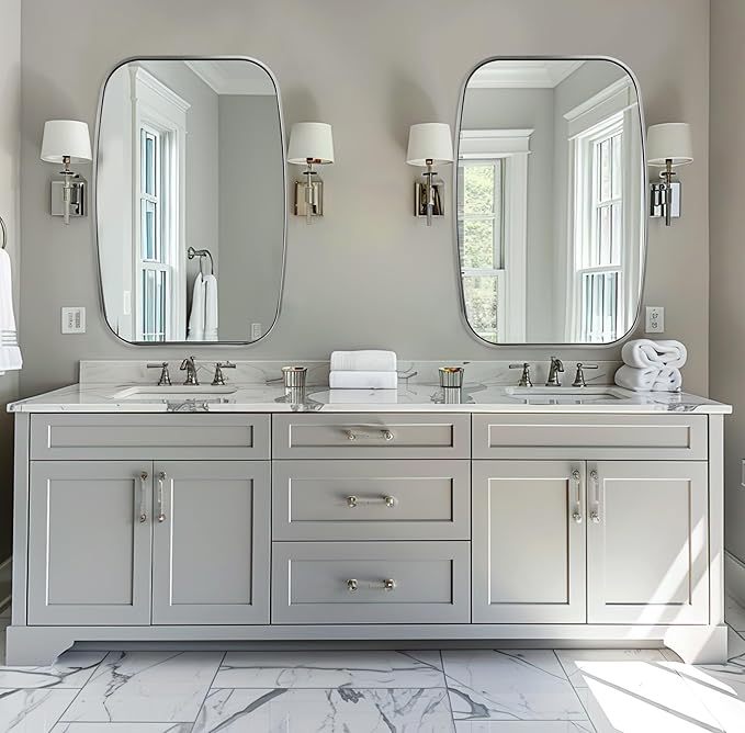 ANDY STAR Brushed Nickel Oval Bathroom Mirror - Image 7