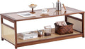 Welnow Rattan Coffee Table for Living Room, Modern 2-Tier Rectangle Center Table by LifeGetsBetterWithWelnow