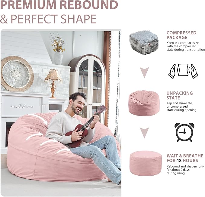 5FT Bean Bag Chair, Large Bean Bag Chairs - Image 6
