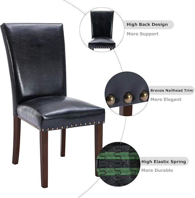 COLAMY Upholstered Parsons Dining Chairs Set of 4, PU Leather Dining Room - Image 7