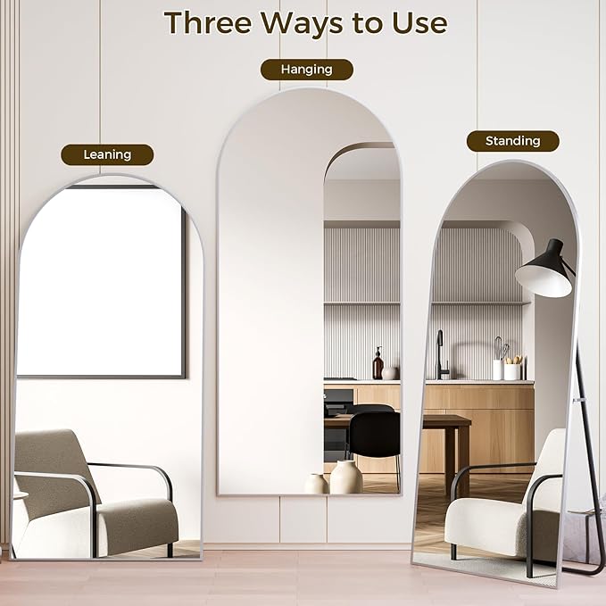 Koonmi 30"x71" Arched Full Length Mirror, Standing Hanging or Leaning - Image 5