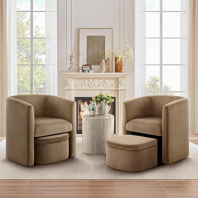 COLAMY Morden Velvet Barrel Accent Chair by COLAMYINC