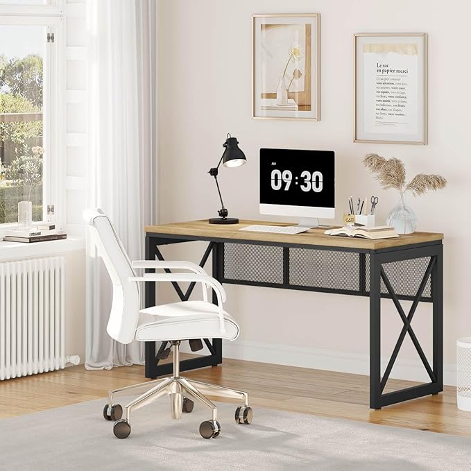 BON AUGURE Farmhouse Computer Desk, Modern Industrial Home Office Desks - Image 7