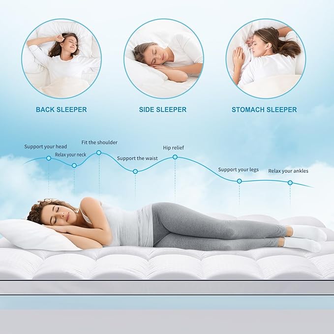 MASVIS Queen Size Dual Layer 4 Inch Memory Foam Mattress Topper, 2 Inch Gel - Image 3