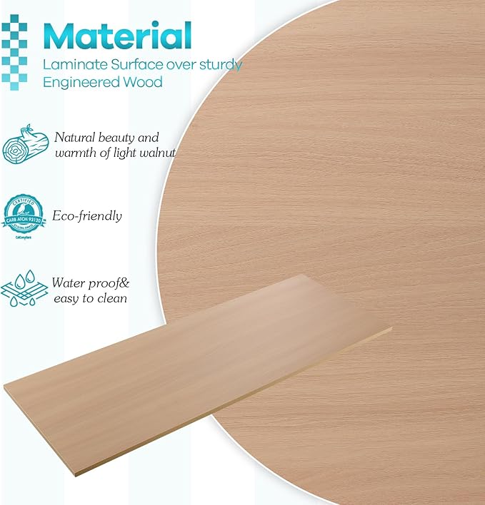 Kaboon Universal Tabletop 45"x20", Solid One-Piece Melamine Table Top, L-Desk - Image 4