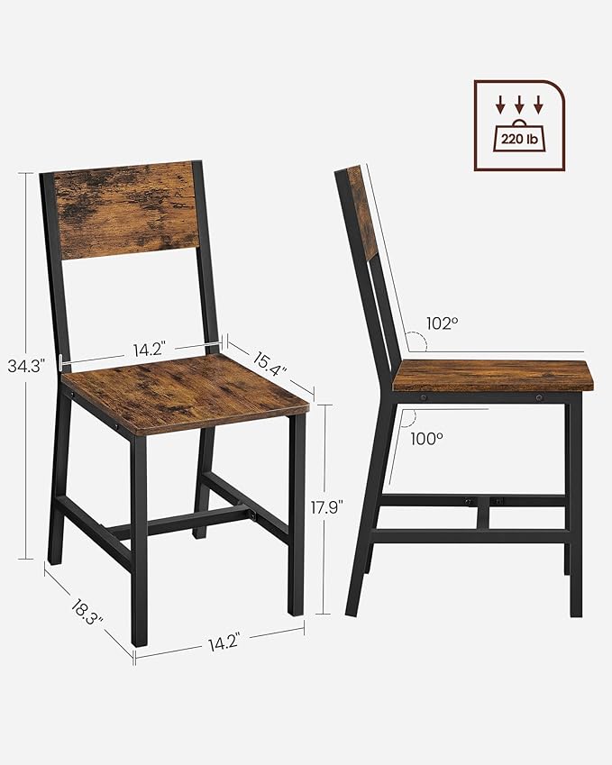 VASAGLE Dining Chair Set of 6, Wood Kitchen Chairs - Image 2