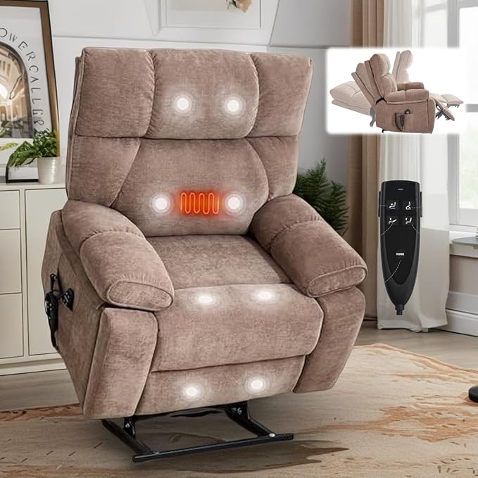 Dual Motor Power Lift Recliner Chair, 8 Positions Vibration Massage Recliner by Outdoorchairs
