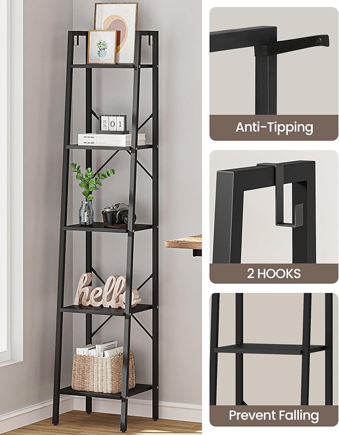 Ladder Shelf, Bookshelf Bookcase, Freestanding Corner Storage Shelve - Image 5