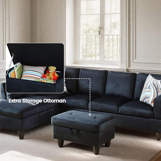 L Shaped Sectional Couch with Otttoman, Apartments - Image 5