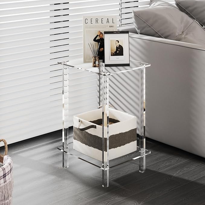 Eglaf Acrylic Side Table Set of 2-13.4'' L x 11.5'' W x 19.6'' H Small End - Image 4