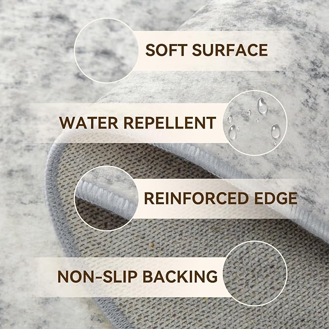 Washable Area Rugs 8ft Non-Slip Modern Abstract Soft - Image 4