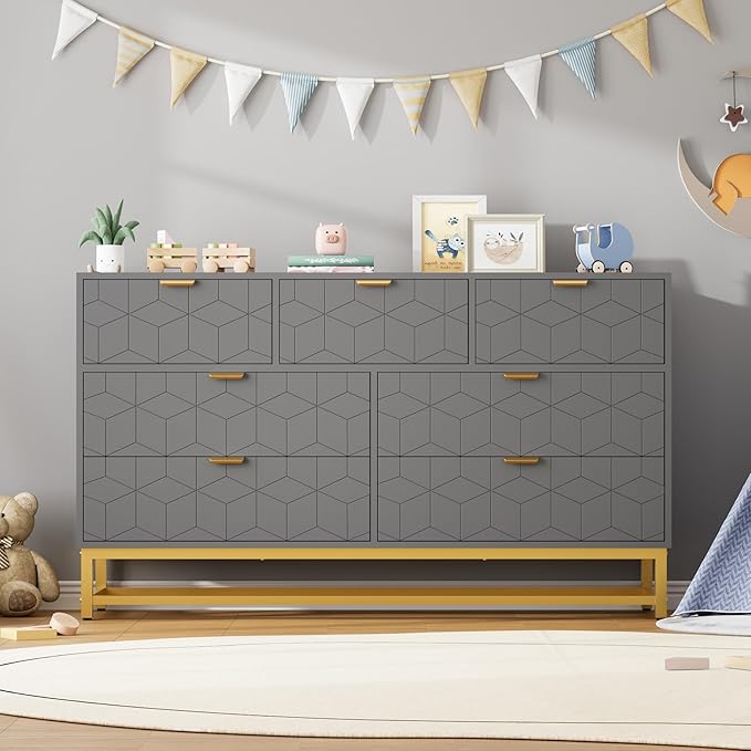 Dresser for Bedroom, 53.5" Wide Dresser Organizer, 7 Drawer - Image 5