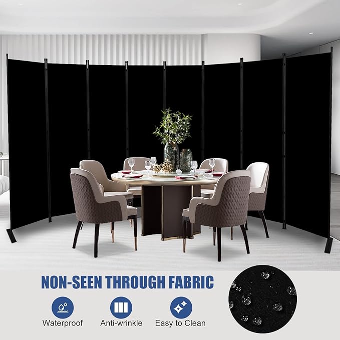 Room Divider and Folding Privacy Screens， 8 Panel Wide Room Divider Wall Screen - Image 2