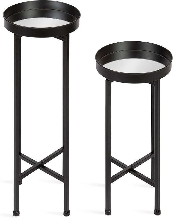 Kate and Laurel Celia Modern Side Table; Set of 2; Black; Sophisticated Metal - Image 7