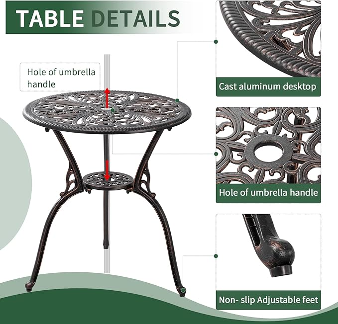 Outdoor Bistro Set 3 Piece Patio Bistro Set - Image 2