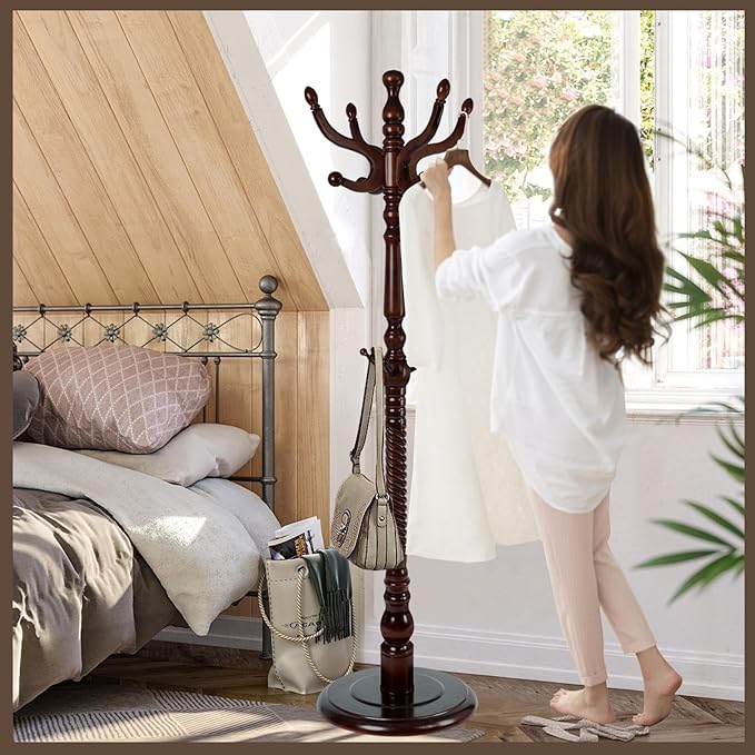 Wooden Coat Rack Freestanding, Vintage Coat Racks - Image 5