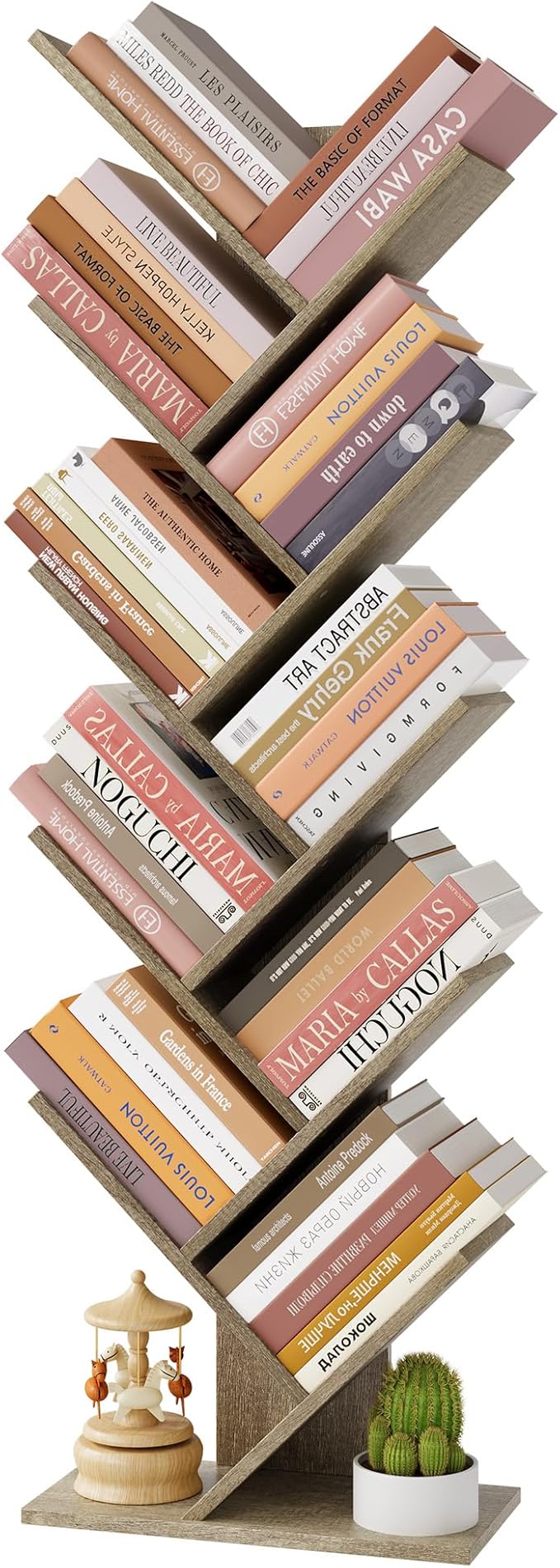 Hoctieon 10 Tier Tree Bookshelf, 10 Shelf Bookcase, Free Standing Tree Bookcase by Hoctieon