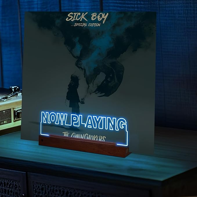 Now Playing Vinyl Record Stand Desktop, Light up Record Holder, Wooden Acrylic - Image 7