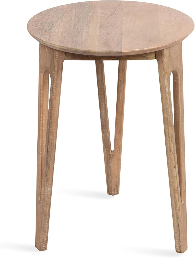 Kate and Laurel Kershaw Modern Round Side Table, Natural Wood, Transitional by KateandLaurel